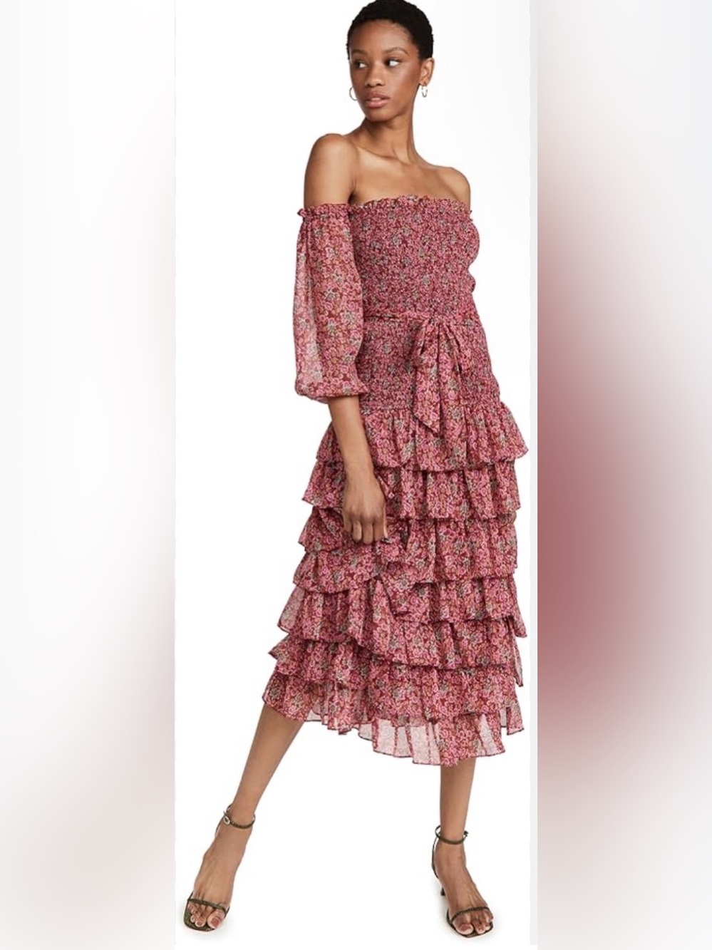 Likely Mitzie Midi Dress Tibetan Red Multi Size 12